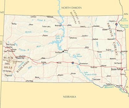 Download PDF map of South Dakota